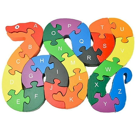 - Kids Preschol Cognitive Intelligence Colorful Wooden Blocks,26 Letters Snake Puzzle Toys Montessori Jigsaw for Birthday Chirstmas Gift