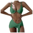 thumbnail image 2 of Fengqque Women's Solid Bikini Strap Bikini Deep V Sexy Split Swimsuit Set Three-Piece Swimming Suit, 2 of 8