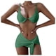 thumbnail image 2 of Traje de baño de 2 piezas para mujer, trajes de baño para mujer, bikini liso con tirantes y abertura en V, conjunto de traje de baño de tres piezas para mujer, 2 of 8