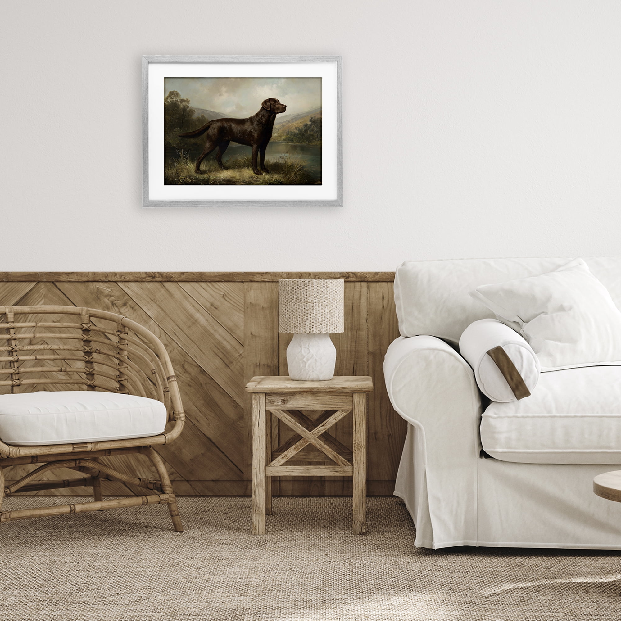 Stupell Industries On Alert Hunting Dog Gray Framed Print Under Glass, design by Petal Prints Design