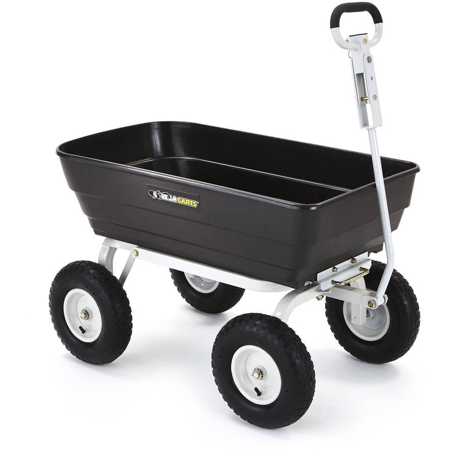 Capacity Gorilla Carts Poly Garden Dump Cart with 2-in-1 Convertible Handle 1000-lbs Black 