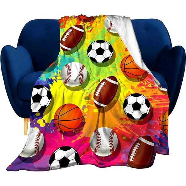 Super Soft Soccer Blanket Lightweight Cozy 3D Printed Flannel Baseball ...