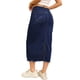 thumbnail image 3 of Faldas de mezclilla midi de lápiz casuales para mujer, de talle alto, con rotos y dobladillo sin terminar, 2XL, azul oscuro, 3 of 6