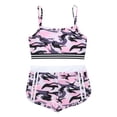 thumbnail image 3 of Manyakai Kids Girls 2PCS Camo Sports Dance Outfit Spaghetti Straps Crop Tank Top with Shorts Set Camo Pink 12, 3 of 7
