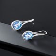 thumbnail image 5 of Gem Stone King 925 Sterling Silver Millennium Blue Mystic Quartz Drop Dangle Earrings for Women | 8.00 Cttw | Gemstone Birthstone | Oval 12X10MM | 1.18 inch, 5 of 5