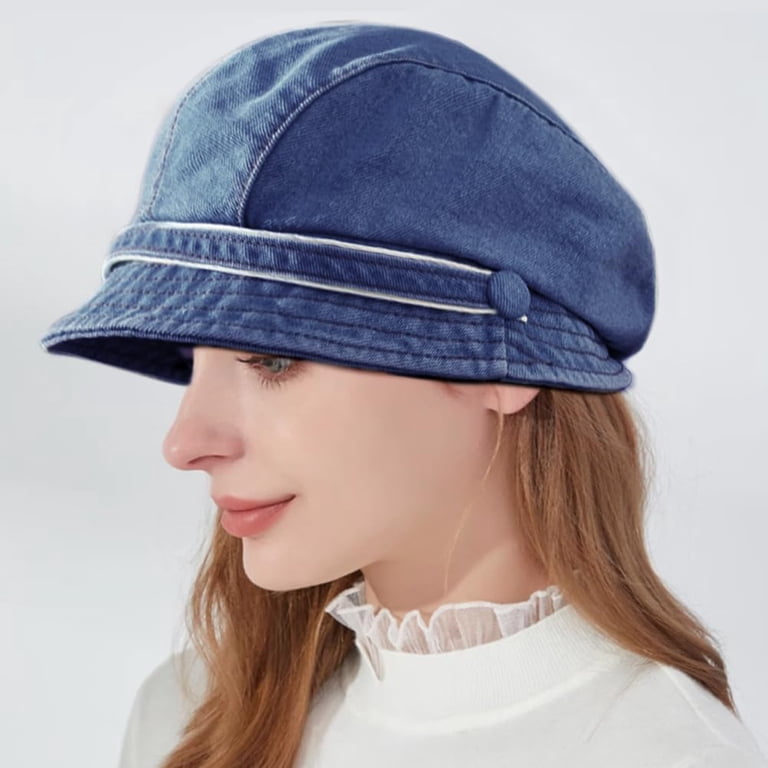 Beret Hats Denim Newsboy Cap Retro Artist Hat for Women Men  display picture 1