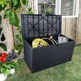 thumbnail image 2 of YYAo 120gal 460L Large Deck Box, Outdoor Storage Box for Patio Furniture,Garden,Cushions Toys Lockable Seat Waterproof,Black, 2 of 11