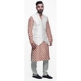 thumbnail image 2 of Atasi Printed Kurta Pajama Jacket Set Mandarin Collar Traditional Ethnic Shirt, 2 of 5