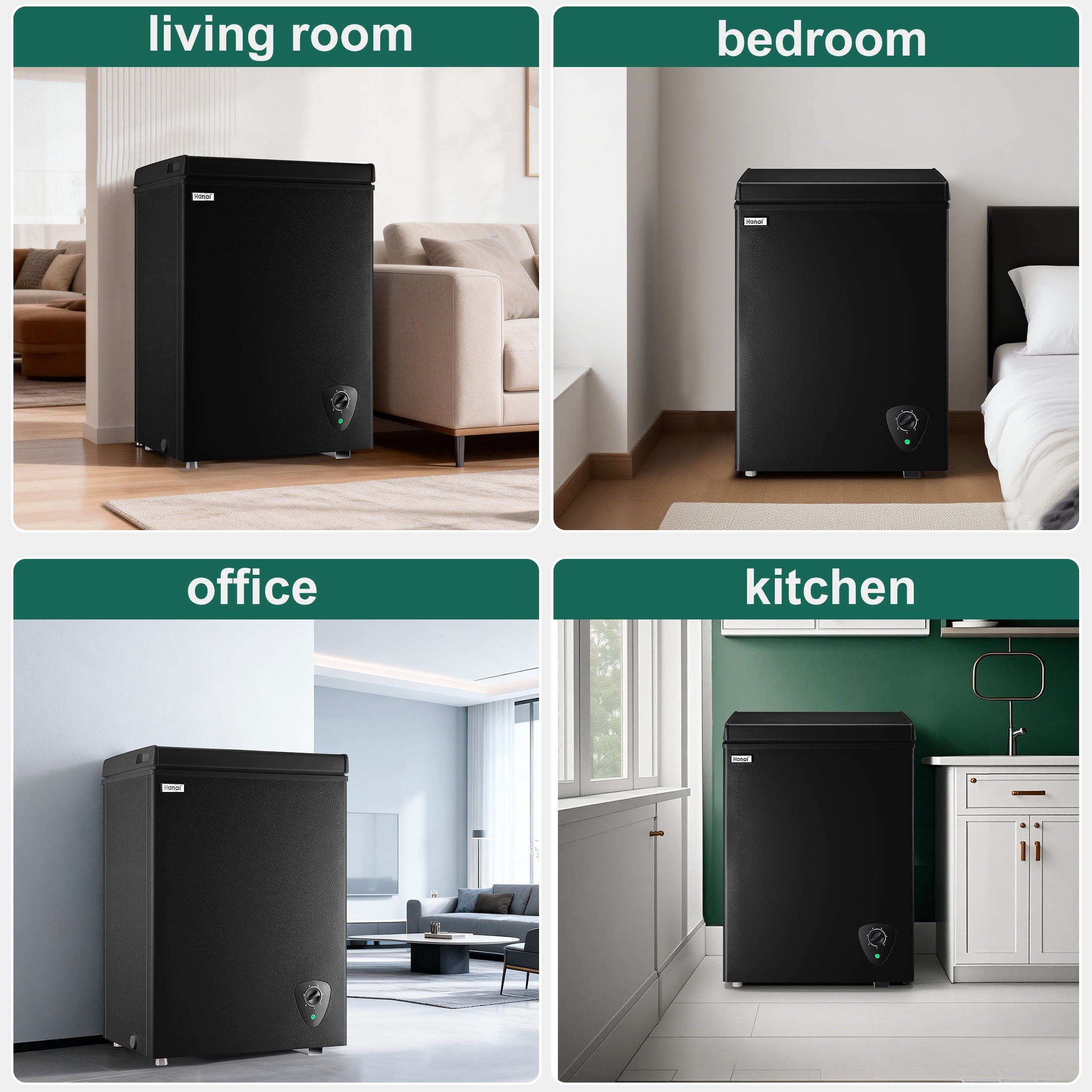 WANAI 3.5 Cu.Ft Chest Freezer,Energy-Saving Small Deep Freezer for Small Spaces,Black