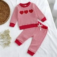 thumbnail image 4 of Rhoudy Cute Clothes For Girl 12 Months Valentines Day Outfit Heart Embroidery Stripe Long Sleeve Top And Pants Two Piece Playwear Fashion Outfits Red, 4 of 5