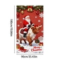 thumbnail image 3 of Christmas Door Cover With Santa On Highland Cow Design Elastic Stretchy Fabric For Front Door Holiday Decor(Red-90x180cm), 3 of 5