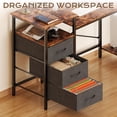thumbnail image 4 of Ktaxon L-Shape Computer Desk with Charging Station 47 Inch Gaming Desk Concer PC Laptop Table with Drawers & Storage Shelves Workstation, Brown, 4 of 10