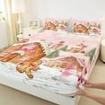 thumbnail image 3 of Manfei Lovely Gingerbread House Queen Sheet Sets,Merry Xmas Flat Sheet,Chic Xmas Tree Queen Fitted Sheet For Girls Boys,Super Cozy Room Decor,4 Pieces, 3 of 7