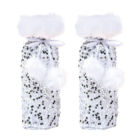 

Veki Sequin Beam Bottle Ornament Plush Christmas Sleeve Sleeve Home Decor Gift Bags for Bottles Christmas