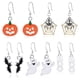thumbnail image 1 of Juego de 5 pares de pendientes de Halloween Spooky Delights con diseños de calabaza, telaraña, murciélago y fantasma para mujeres y niñas, 1 of 8