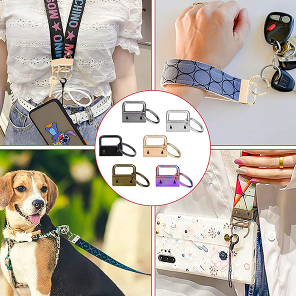 Geemin 42Pcs for Key Fob Hardware with Split Rings Lanyard Wristlet Tail Clip Clasp Kit