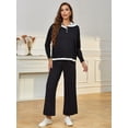 thumbnail image 2 of Richie House Women's 2 Piece Sweatsuits Long Sleeve Knit Sweater Wide Leg Pants Outfits RHW4072-C-M, 2 of 5