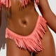 thumbnail image 5 of Traje de baño de bikini de cintura alta con borlas para mujer, bañador sexy con tanga tipo bandeau. Rosa S, 5 of 8