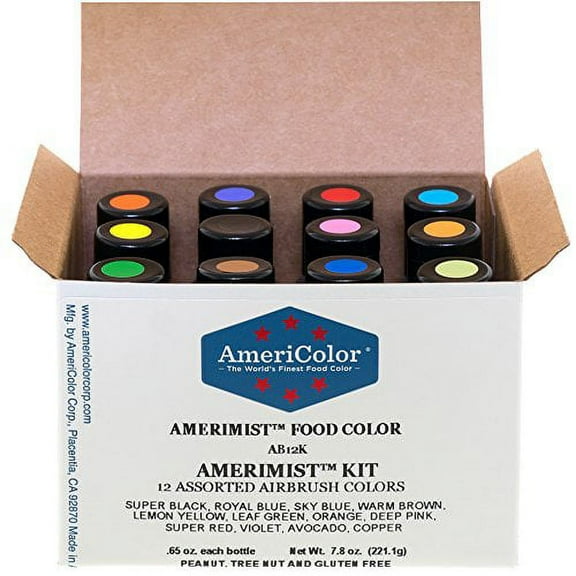 AmeriColor Liquid Food Coloring Set, 0.65 fl oz (12 Bottles)