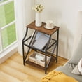 thumbnail image 5 of VECELO Set of 2 Side Tables for Living Room, Industrial End Table Bedside with Magazine Rack, Brown, 5 of 9