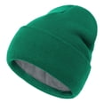 thumbnail image 3 of XIAOCHA Fleece‑Lined Beanie for Women Solid Hats Casual Fall‑Winter Toque,Green, 3 of 4