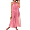 thumbnail image 1 of Lucakuins Mujeres Bikini Cover-ups Verano Color sólido Suelto Sin espalda Slit Halterneck Traje de baño para la playa Traje de baño Lucakuins  moda, 1 of 6