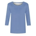 thumbnail image 5 of Gufahion Plus Size 3/4 Sleeve Shirts for Women Crewneck Casual Tshirt Fall Fashion Clothing Womens Tops Spring Outfits Basic Tees, Gifts for Women, 5 of 5