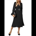 thumbnail image 1 of Vestido Acampanado de Larga para Mujer, Corte A, Informal, Semiformal, para Invitada de Boda, de Oficina, con Cinturón Negro L, 1 of 10