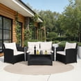 thumbnail image 2 of SAFAVIEH Vellor Outdoor Patio 4 Piece Conversation Set, Black/White, 2 of 8