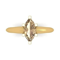 1 ct Marquise Cut Yellow Moissanite Solitaire 18K Yellow Gold Womens Engagement Ring