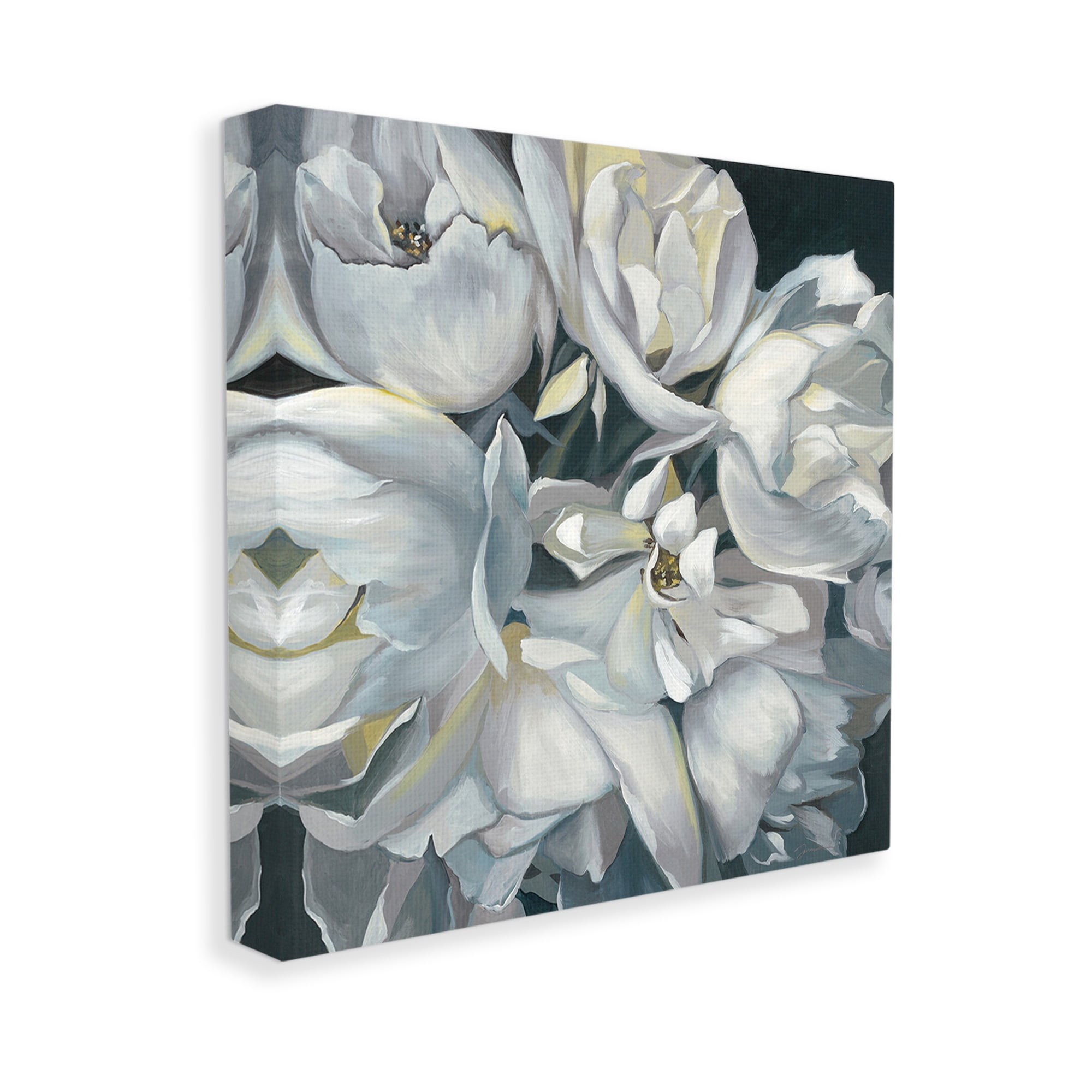 Stupell Industries Traditional Grey Blossom Botanical & Floral Painting Gallery Wrapped Canvas Art Print Wall Art, 36 x 36