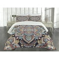 thumbnail image 3 of Ambesonne Ethnic Quilted Bedspread Set 3 Pcs, Vintage Boho Art, Queen Size, Multicolor, 3 of 5
