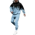 thumbnail image 6 of Hogleaql Mens Hoodie Sweatsuit 2 Piece Solid Color Fleece Hoodie Jogging Sport Pants Set Relaxed Fit Fall Winter Suit with Pockets Light Blue L, 6 of 7