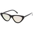 thumbnail image 2 of Women's Small Thick Cat Eye Sunglasses Colored Mirror Flat Lens 51mm (Black / Pink Mirror), 2 of 4