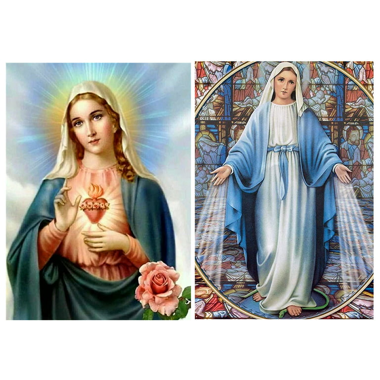 2-Pack Mother Mary Diamond Painting Kits - Madonna Full Drill 5D DIY Diamond Art for Adults Kids Home Wall Decor Gifts, 12x16in, Pattern#19
