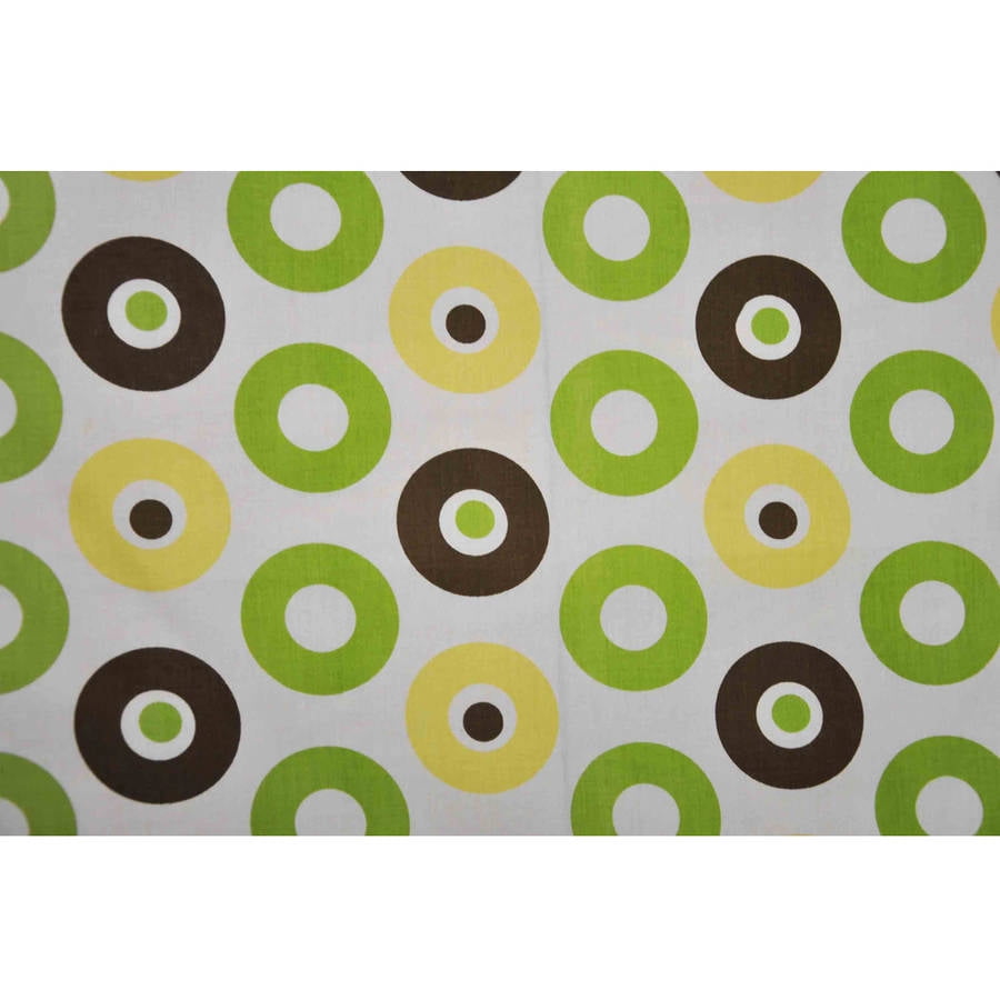 Bacati - Mod Dots Crib/Toddler Bed Sheets 100% Cotton Percale, Green/Yellow/Choc, 2-Pack