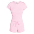 thumbnail image 5 of No Boundaries Sleep Ribbed Tee and Shorts Set, 2-Piece, Women’s XXS-3X, 5 of 5