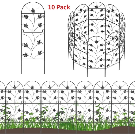 10 Pack Garden Fence Border 10ftx38.7in Rustproof Metal Leaf Design Decorative Outdoor Pet Barrier for Dogs Rabbits Flower Bed Edging Yard Landscaping
