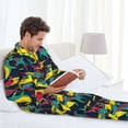thumbnail image 6 of Hirioo Colorful Sharks for Men's Pajama Sets 2 Piece Pjs Men's Long-Sleeved Pajama Set Button Down Sleepwear,S-XXL-Medium, 6 of 7