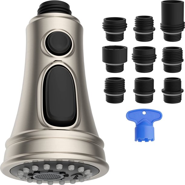 Hibbent Kitchen Faucet Head Replacement, 3 Function Faucet Sprayer Nozzle with 9 Adapters