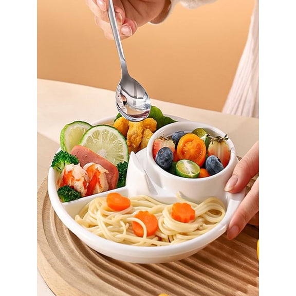 Meggemo 7.68 inch Round Four Compartment Meal Plate Freely combine ingredients Stylish and lightweight weight loss plate designed for portion control and fitness enthusiasts