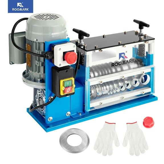 ROOMARK 370W Electric Wire Stripping Machine, 0.06" - 1.5", Automatic Motorized Cable Stripper 75 Feet/Minute Speed, 10 Blades Strip Machinery, Scrap Cable Copper Recycling Automatic Peeling Tool
