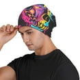 thumbnail image 3 of Xecao Neon Gothic Skull Moon Print Beanie Knitted Hat for Men Women, Winter Fashion Knit Cuffed Caps Unisex, 3 of 7