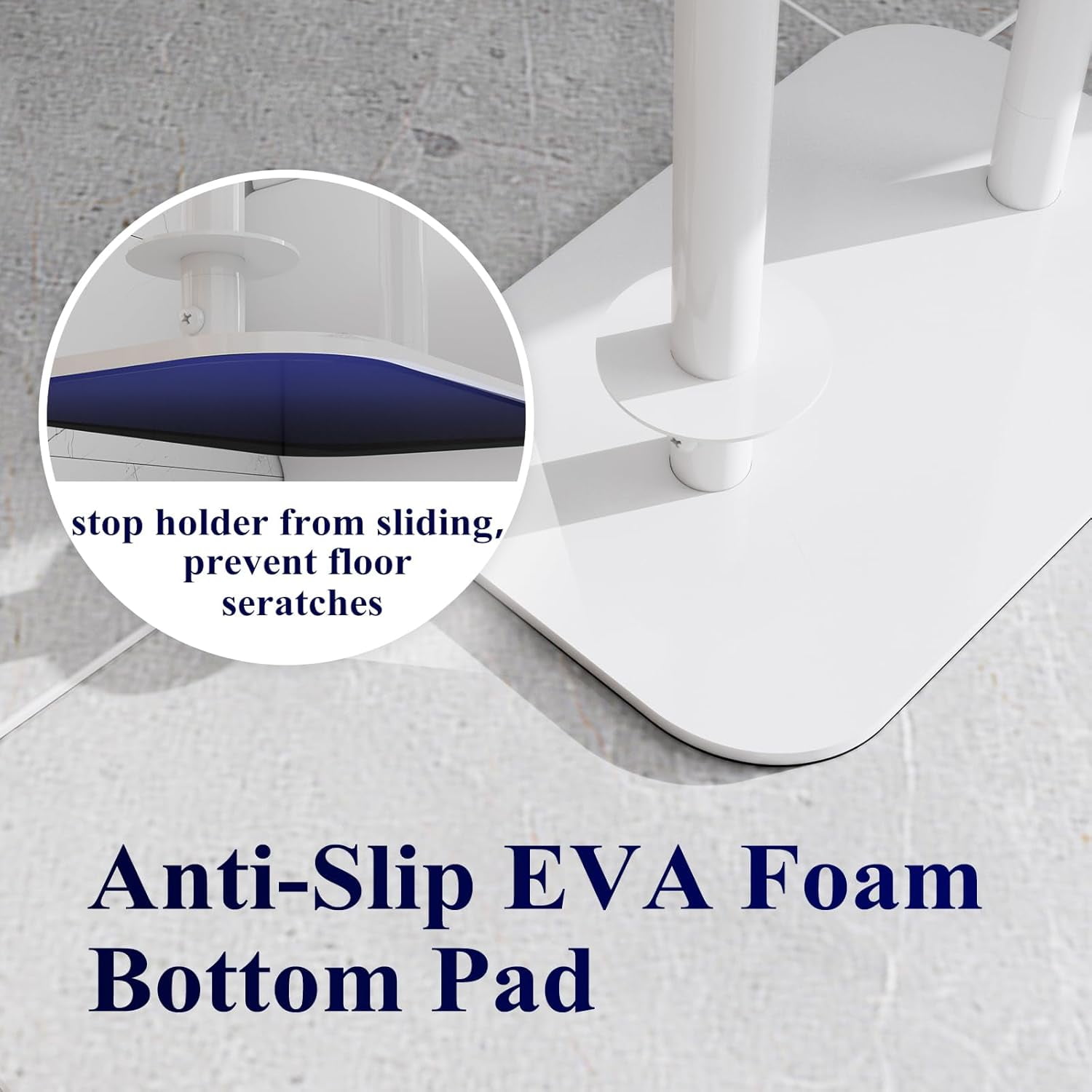 4-Roll Free-Standing Toilet Paper Holder - Rustproof Metal Stand with Anti-Slip Base & Phone Shelf, Black Bathroom Storage Organizer