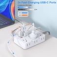 thumbnail image 3 of Protector contra sobretensiones de enchufe plano, cable de extensión ultrafino de 5 pies con 4 cargadores de pared USB (2 puertos USB C), 6 tomas de corriente ampliamente espaciadas, tira de alimentac, 3 of 5