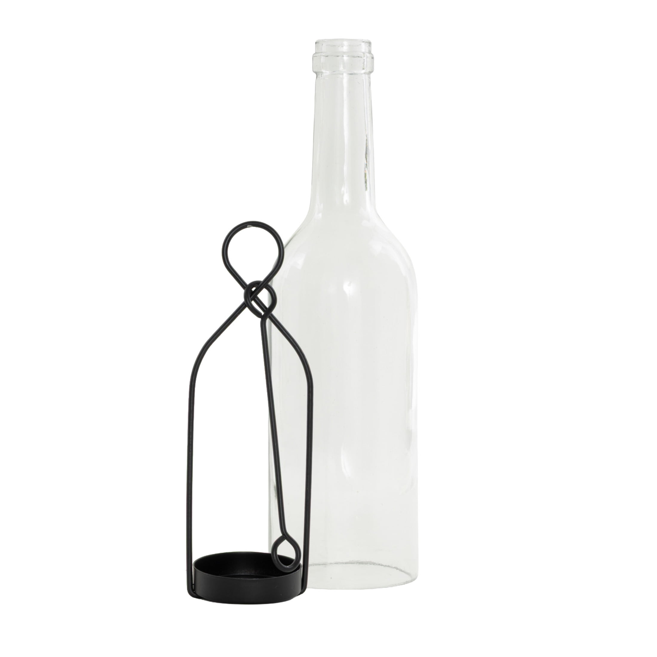 DecMode 7 Holder Black Metal Hanging Bottle Decorative Candle Lantern