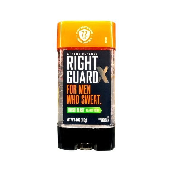 Right Guard Xtreme Defense Antiperspirant Deodorant for Men, Fresh Blast Scent, 72 Hour Protection, 4 oz