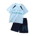 thumbnail image 2 of OOOUM Boys 2 Piece Matching Clothing Set Breathable Ice Silk Short Sleeve Sports Sets Cool Comfort Sports Outfits Sets Blue 5-6 Years, 2 of 9