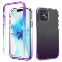 iPhone 12 Pro Case (6.1"), iPhone 12 Case, Rosebono Full-Body Rugged Ultra Transparency Hybrid Protective Case With Built-in Screen Protector for iPhone 12 Pro / iPhone 12 (Purple)