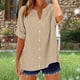 thumbnail image 3 of Camisetas Casuales de Manga Corta con Cuello en V Impreso Botón de Verano Suelto Y de Moda, 3 of 5